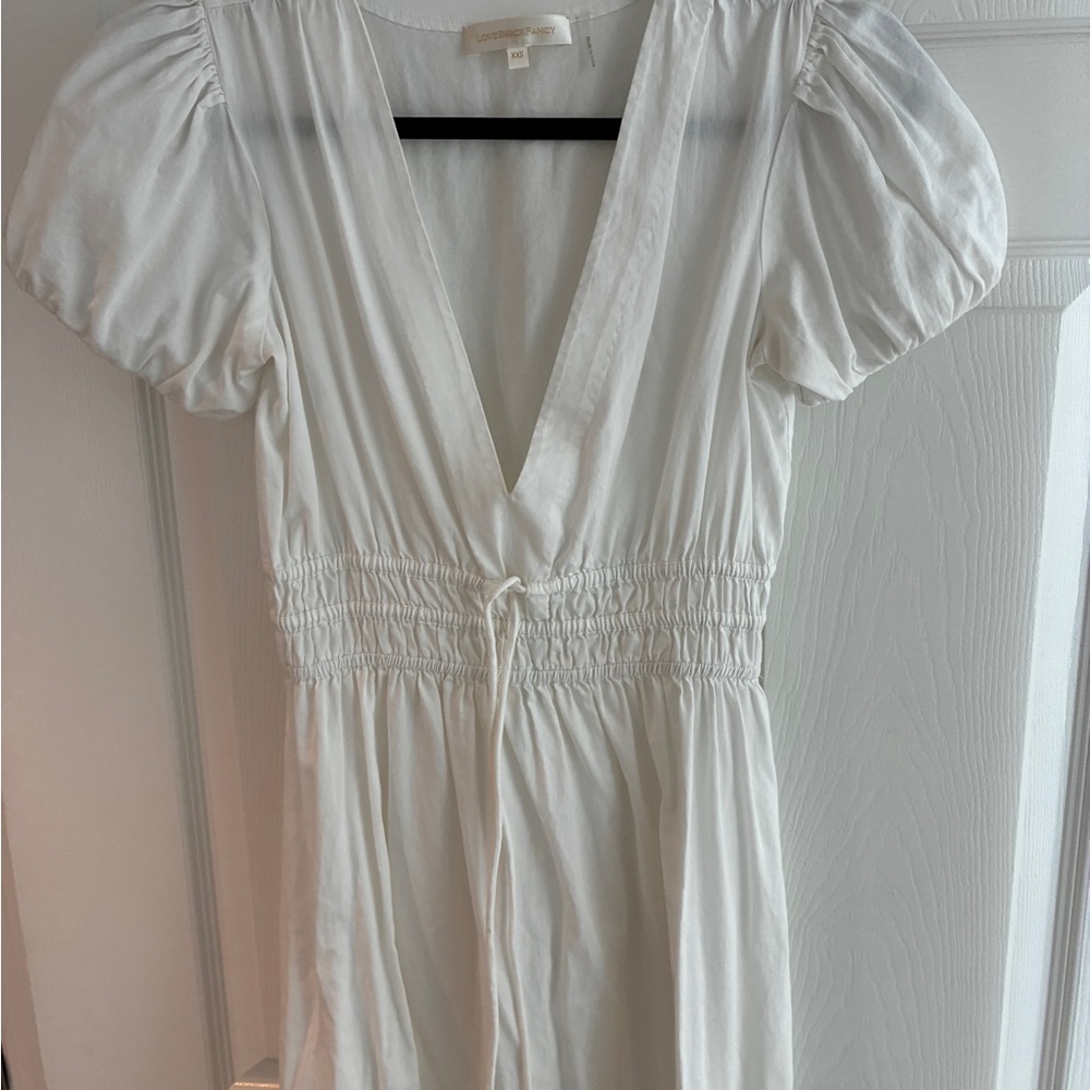 LoveShackFancy White V-Neck Dress